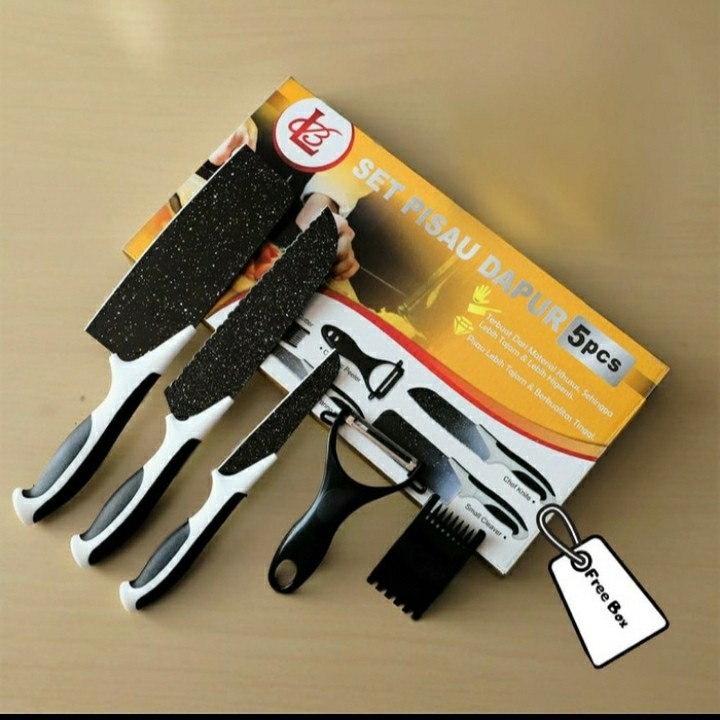 Satu paket / PISAU SET 5 IN 1 KERAMIK CERAMIC J13 DENGAN KARDUS Peeler Daging Sayur DAPUR 5pc 5pcs 5