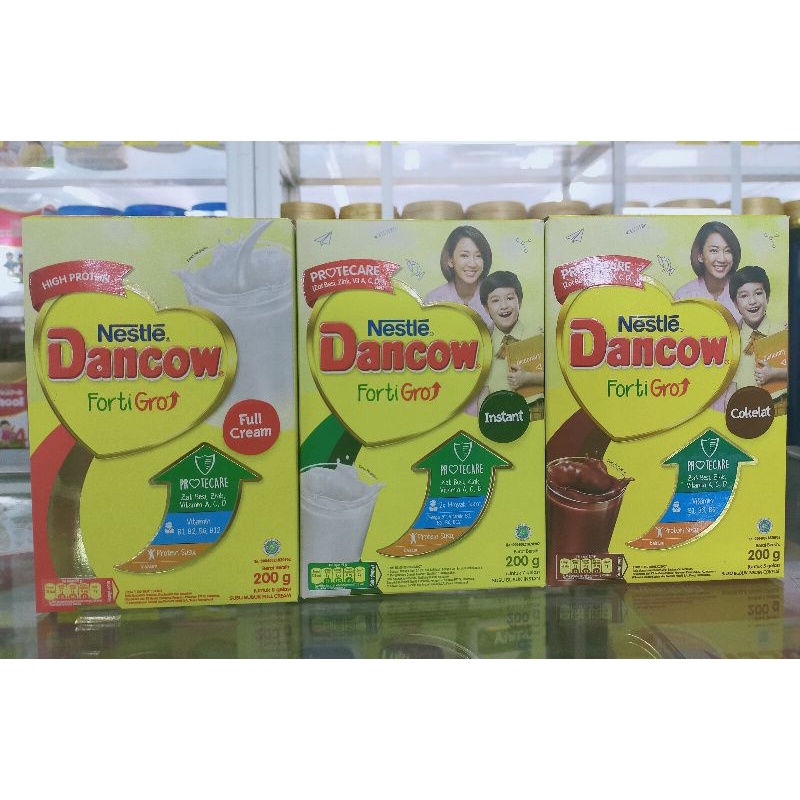 

Dancow fortigro full cream, instan, dan coklat 200 gr