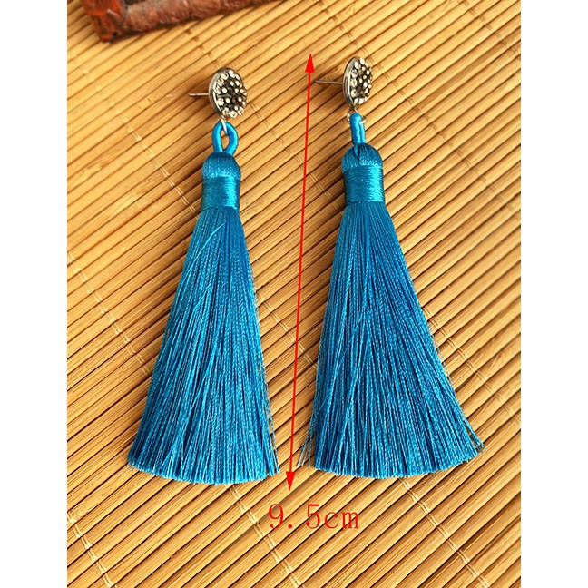 LRC Anting Tusuk Fashion Alloy Studded Tassel Earrings F70350