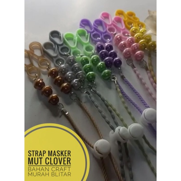 strap masker mutiara clover /konektor masker kelopak clover