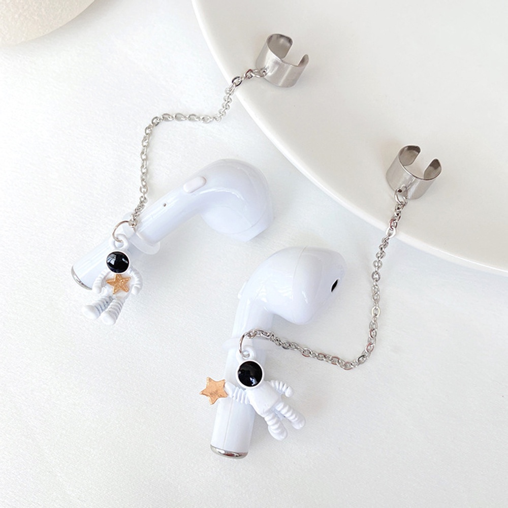 Anting Klip Rantai Earphone Wireless Bluetooth Anti Hilang Bentuk Astronot