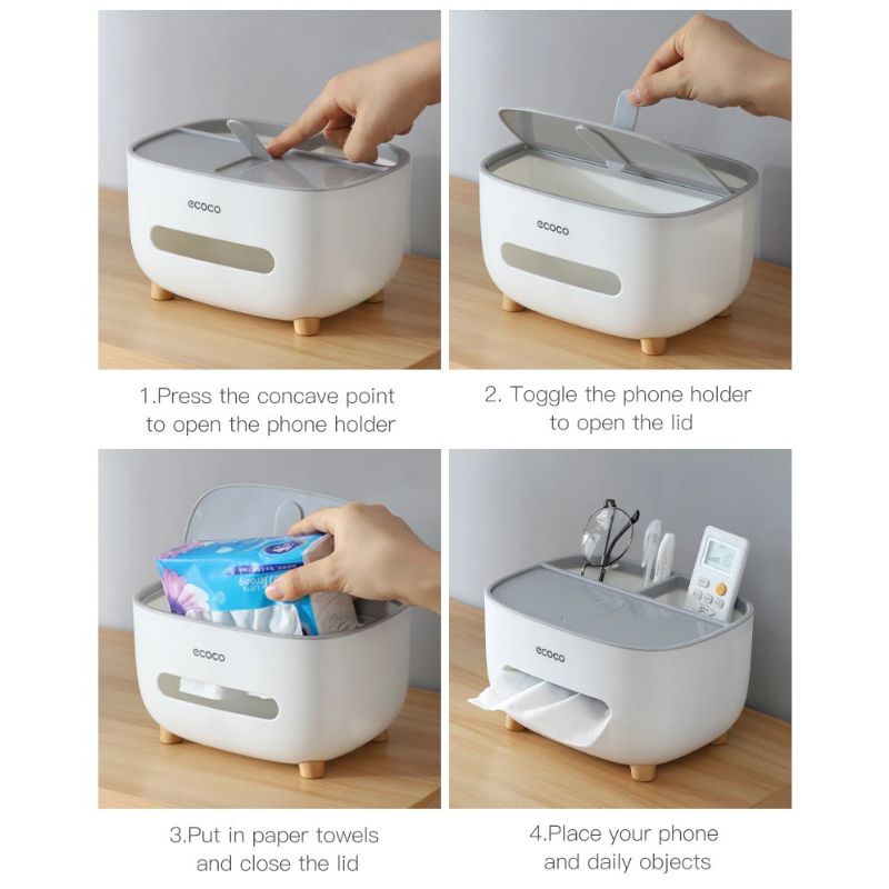 ECOCO Desktop Tissue Box - Kotak Tempat tissue meja office desk tisu organizer