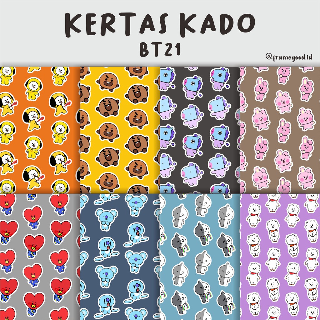 

kertas kado BT21 (ukuran A3+) / chimmy tata rj koya cooky mang van shooky bts kpop