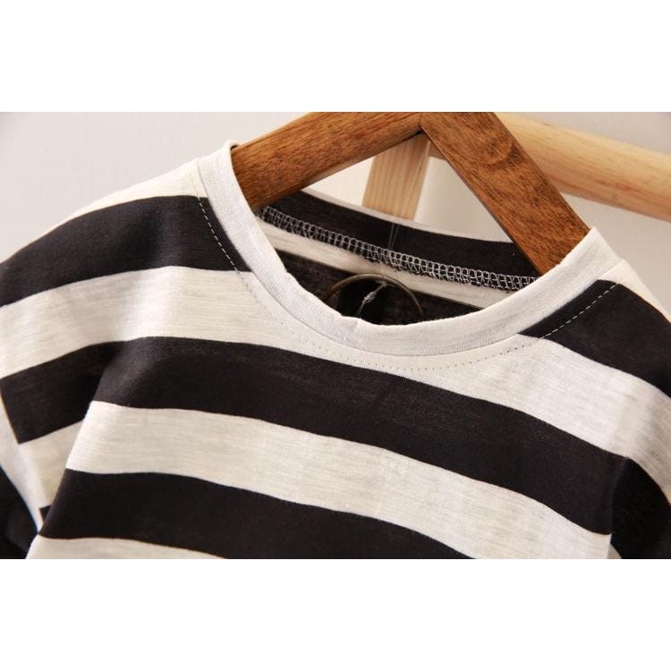 [COD] Setelan anak 0-5 tahun GARIS DARKGREY &amp; BLUE / stelan anak impor korea / baju santai anak garis garis / Babylovanta