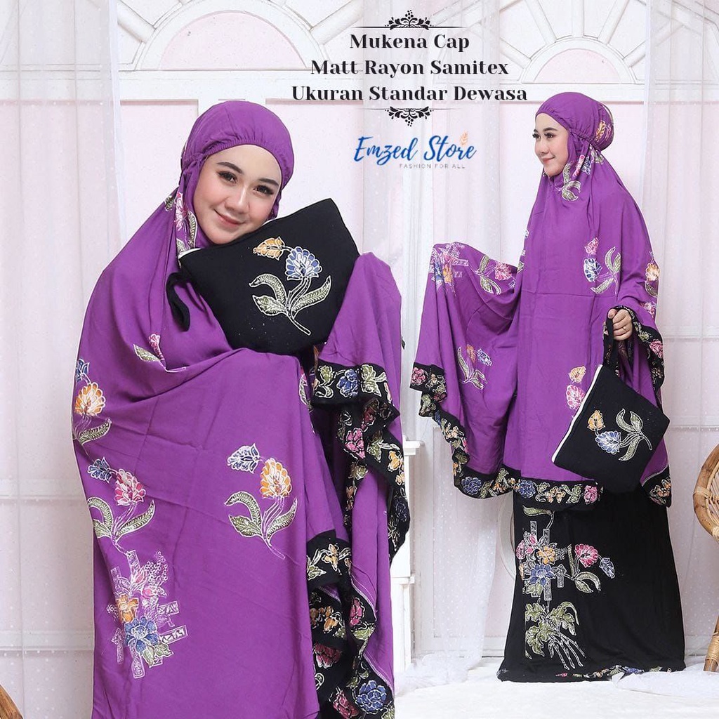 MUKENA BATIK CAP PEKALONGAN BAHAN RAYON SUPER MUKENA DEWASA SIZE JUMBO