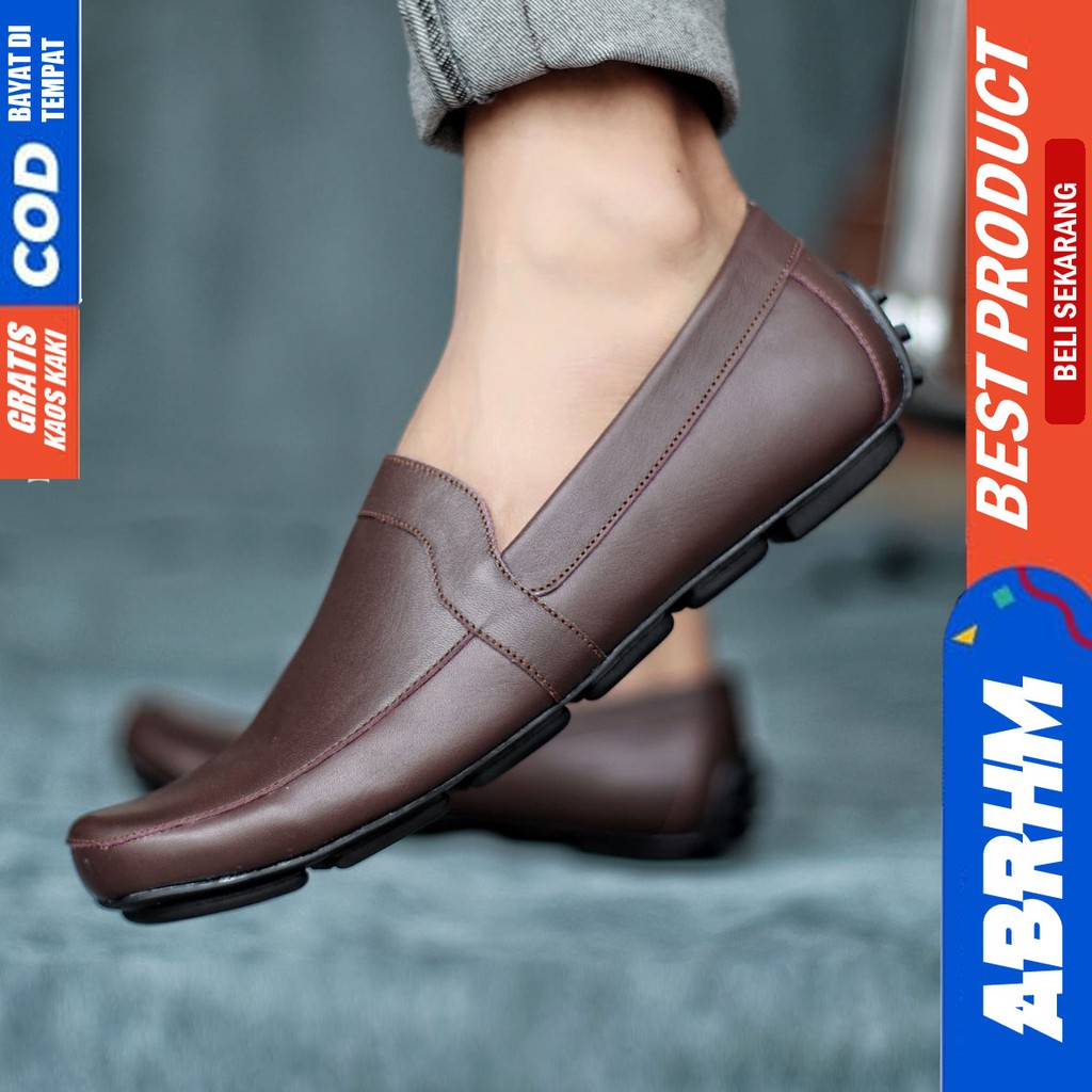 ABRHM x POLAS Sepatu Slip On Pria Sepatu Pria Casual Anti Slip Sepatu Kerja Cowok / Cowok Sepatu Kasual Santai Kekinian