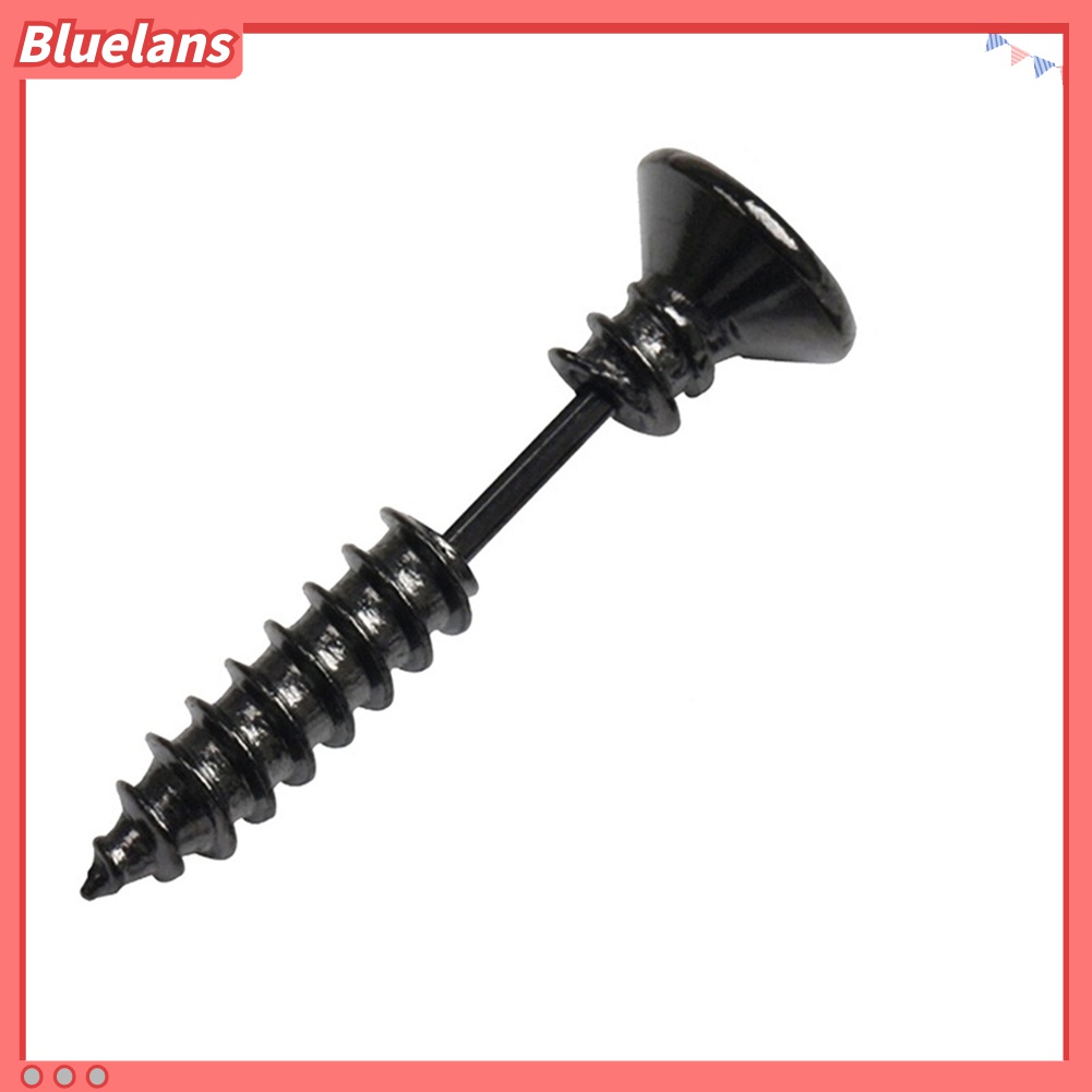 1 Pasang Anting Stud Bentuk Sekrup Bahan Stainless Steel Gaya Punk Gothic Untuk Unisex