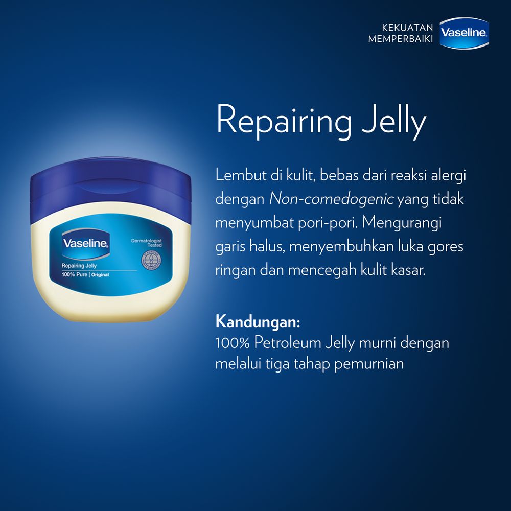 Vaseline Repairing Petroleum Jelly Original Kulit Kering 100% Pure 50Ml