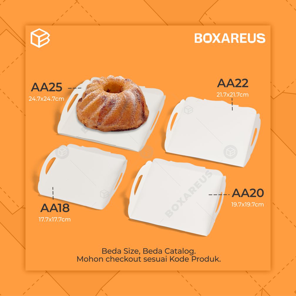 Alas Kue, Cake, Tray, Tatakan, Cookies, Nampan | AA20 WHITE (50pcs)