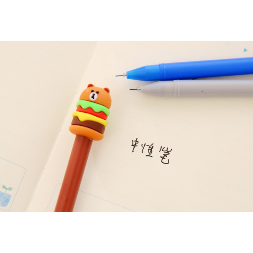 Bolpoin Karakter BURGER LINE DORAEMON TOTORO / Bolpoin Kartun Lucu Bentuk BURGER / Pulpen Gel 0,38mm