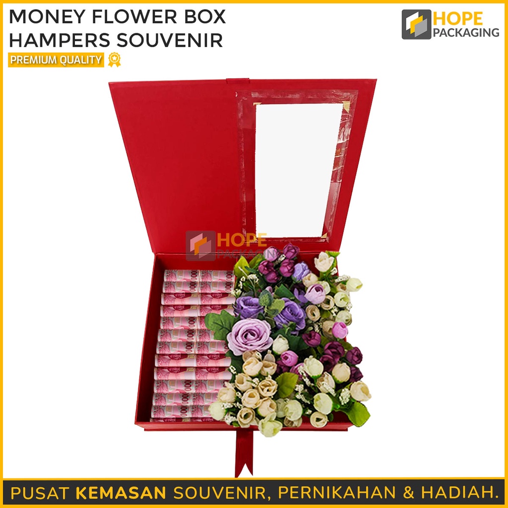 Hampers Bloom Lebaran / idul fitri Box Money Uang Flower Box  Bunga Flower Box  Souvenir / Hadiah