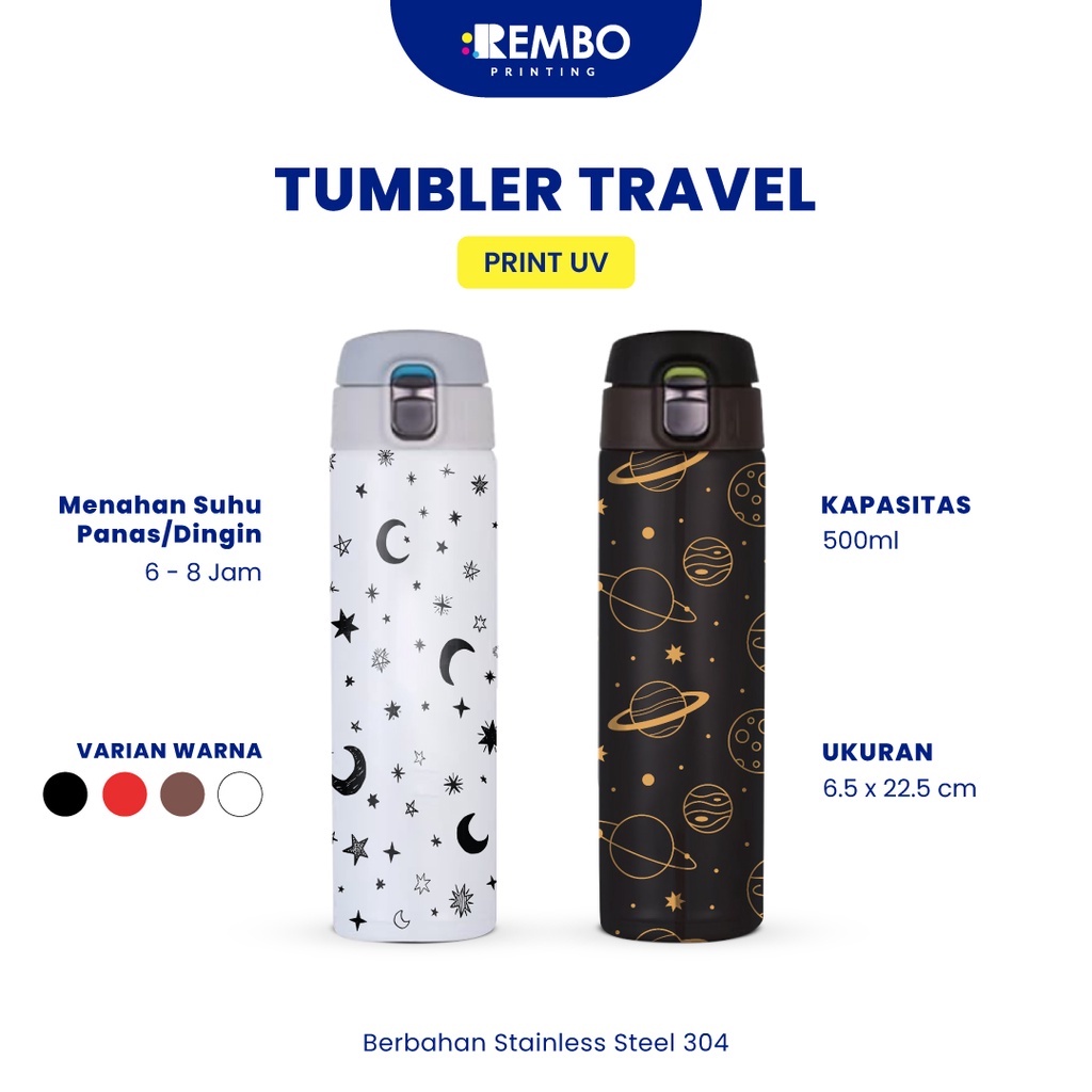 Tumbler Custom Travel Cetak UV/Print UV Nama/Logo/Foto Souvenir Tumbler/Botol Custom/Promosi Murah