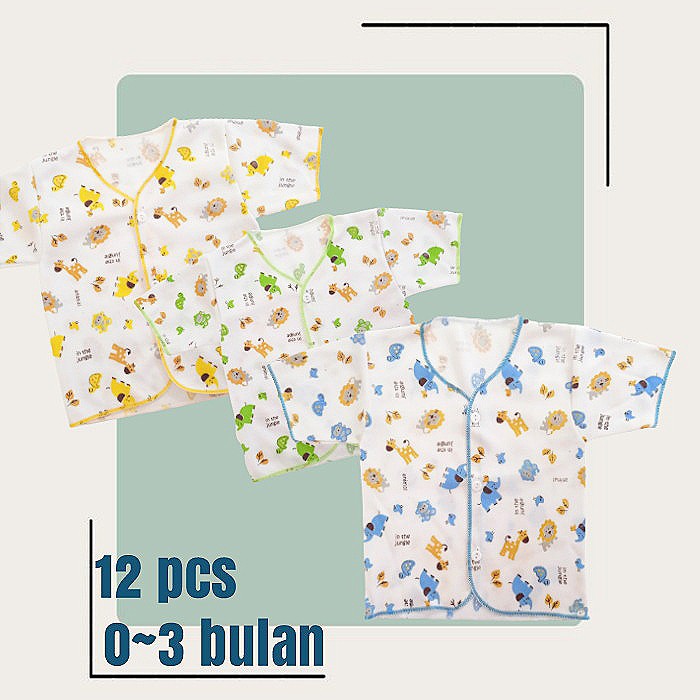 [12 PCS ] Atasan Bayi Newborn Usia 0-3 bulan