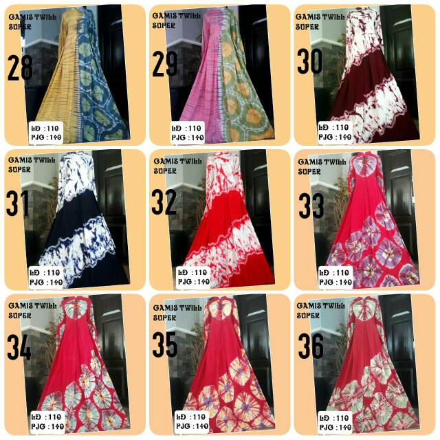 Gamis twill pelangi murah
