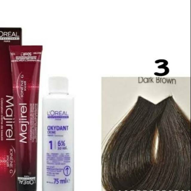  loreal  majirel 3 dark brown oxidant pewarna  rambut  