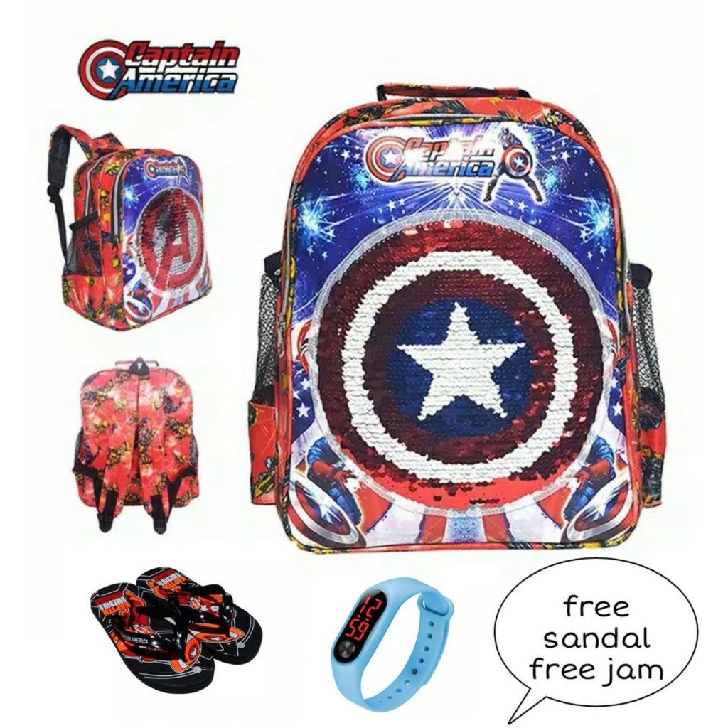 Tas ransel sekolah captain amerika paket 3 in 1