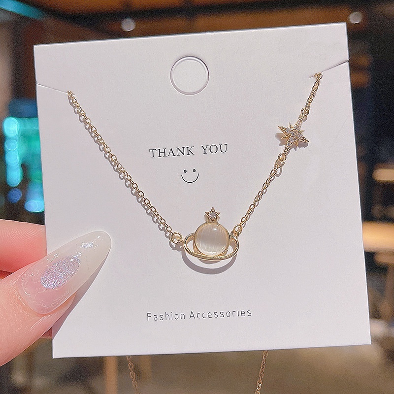 Shuling 2021 New Fashion Women Necklace Super Sweet Opal Earth Pendant Titanium Necklace Female Choker Necklace