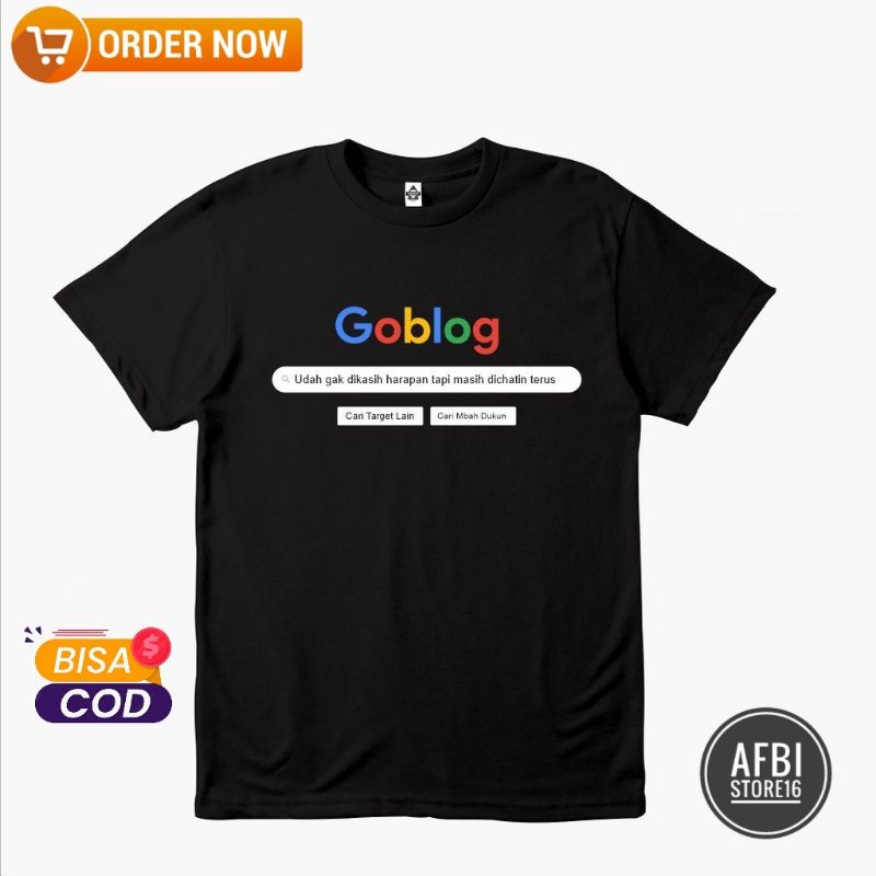 [ COD ] KAOS DISTRO MURAH/KAOS BAJU KATA UNIK GOBLOG GOOGLE/KAOS MURAH