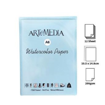 Artemedia Watercolor Paper A6 / 12 Lembar / Kertas Cat Air 200gsm / Watercolor Paper A6