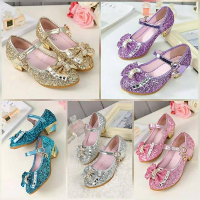 SEPATU PRINCESS FROZEN ANAK 26-35 / HAK HEELS SEDANG / SEPATU PESTA ANAK