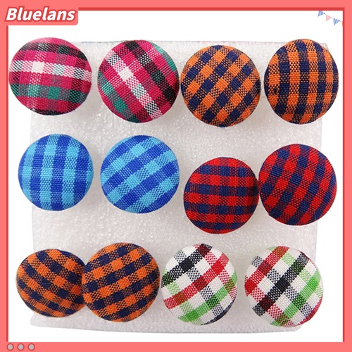 6 Pasang Perhiasan Anting Stud Gaya Vintage Warna Warni Bentuk Kancing : Bahan Plastik