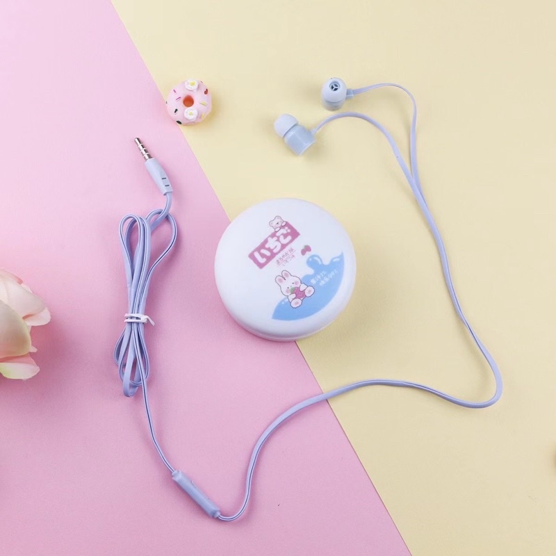 [ MQ-11 ] Set Headset Earphone Lovely earphone RABBIT /Wadah penyimpanan Earphone Karakter