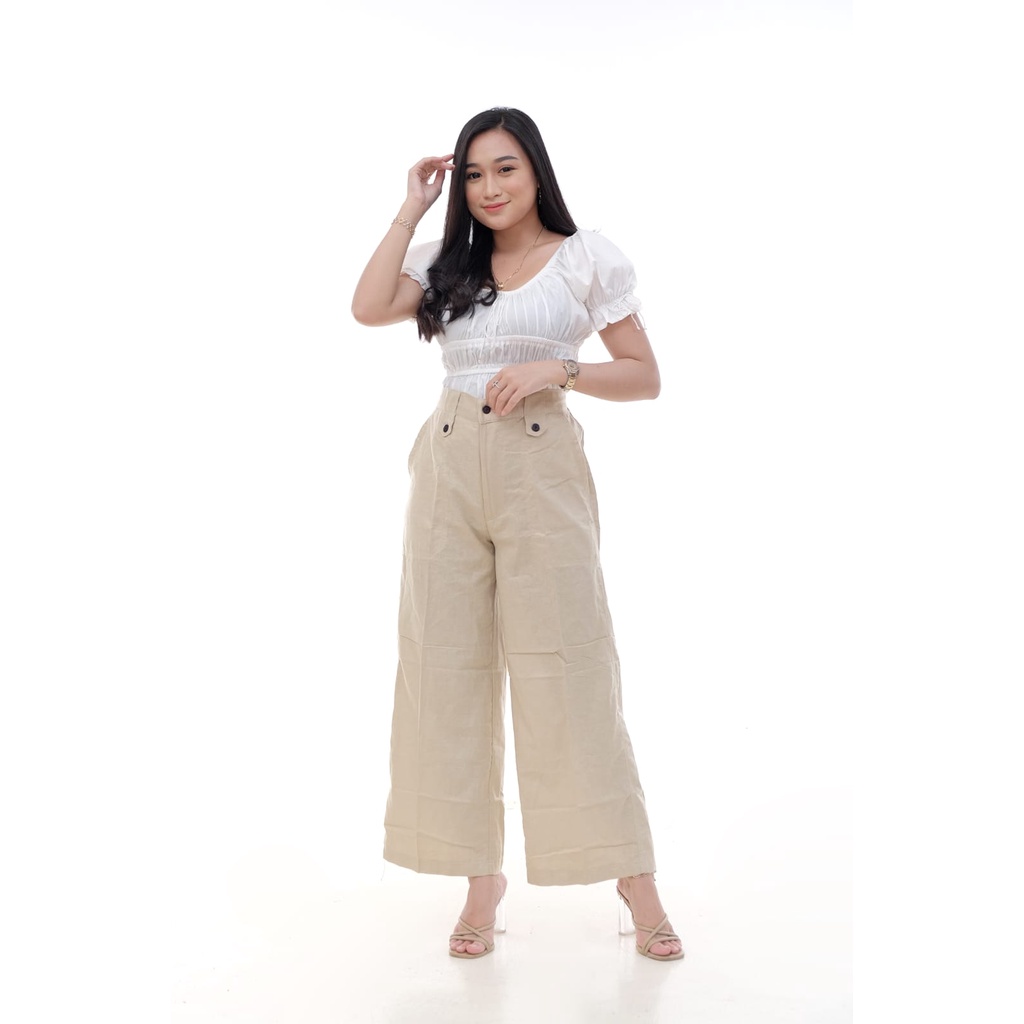 Kulot Linen Import Highwaist - Cullote Pants | Celana Kulot Wanita