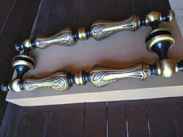 Handle Pintu / Gagang Pintu Rumah Pagar Kuningan Motif Phion 43cm