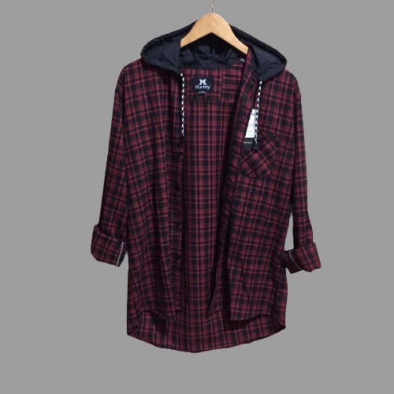 KEMEJA FLANEL HOODIE PRIA JUMBO PANJANG/BIG SIZE PREMIUM/2XL/3XL/4XL (COD) BANDUNG