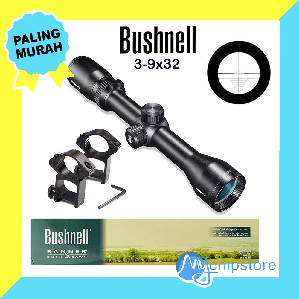 Telescop Senapan BUSHNELL 3-9X32 Teropong Senapangg Angin
