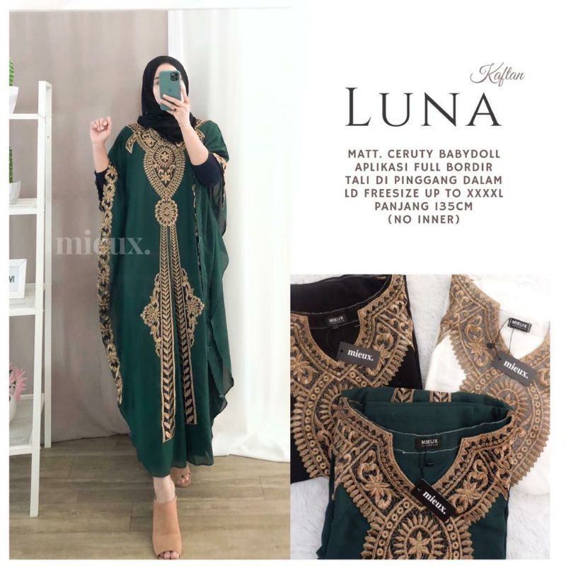 [BISA COD] Kaftan bordir luna kaftan original mieux azzura kaftan