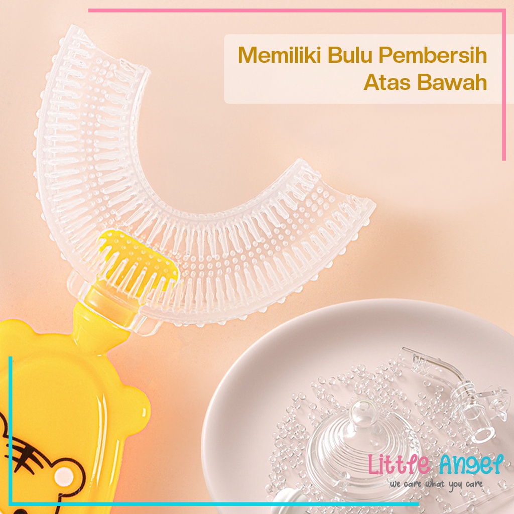 SIKAT GIGI ANAK BAYI BENTUK U Lembut Baby Silikon Toothbrush Training Karakter Lucu Sikat Behel gusi Bayi Newborn Pasta Gigi