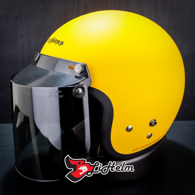HELM CARGLOSS CFM RETRO EXOTIC YELLOW DOFF | CF CLASSIC ORIGINAL SNI - model bogo