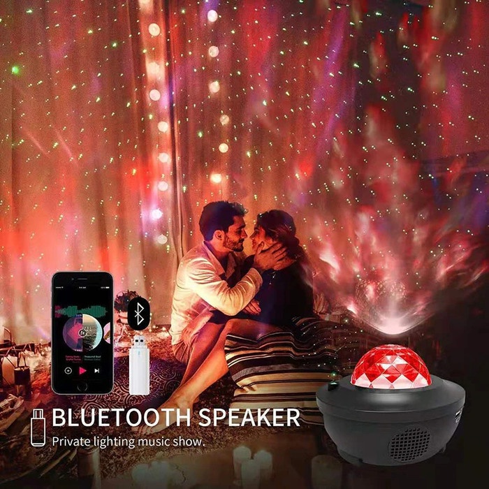 Speaker Bluetooth + Lampu Tidur Hias Malam Kamar Proyektor Bintang 6