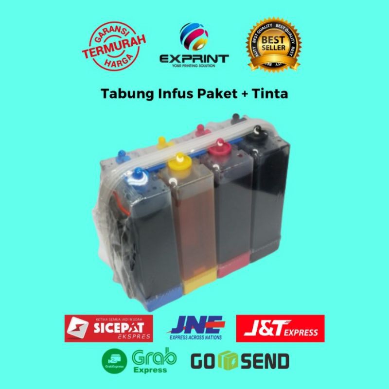 Tabung Infus + tinta 4 warna ( tinta sdh terisi )