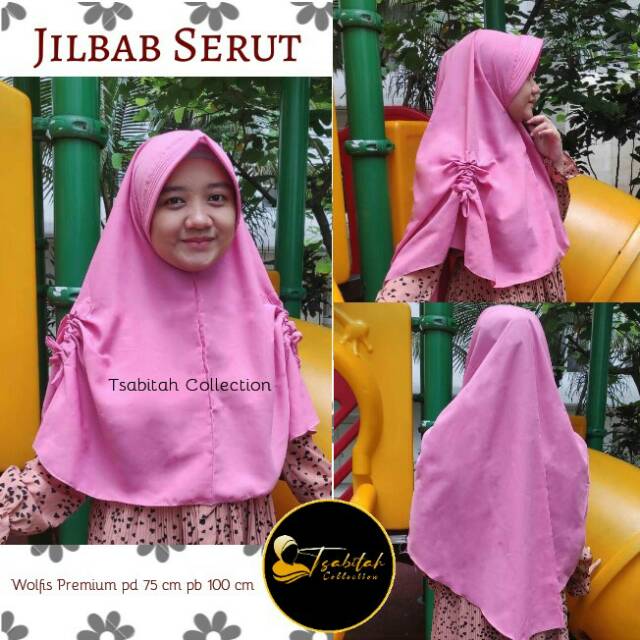 Jilbab instan serut - Jilbab serut murah - Khimar serut kanan kiri - Jilbab serut instan