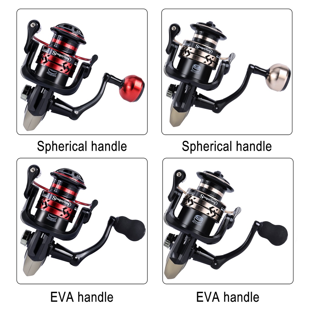 Reel Pancing 1 BB Fishing Reel Spinning Fishing Reel 5.2: 1 Rasio Gear Fishing Reel Untuk Memancing Air Tawar (Tape A/Tipe B) Tambahan kail ikan dan 5 cacing merah kecil