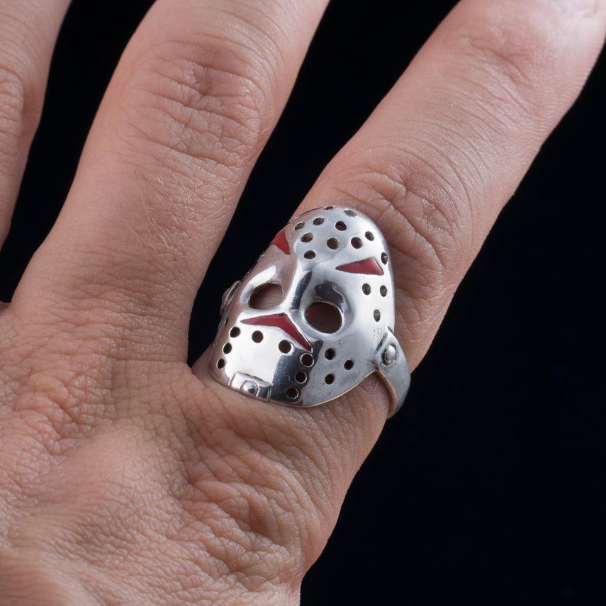 Cincin Desain Topeng Film Horror Bahan Stainless Steel S925