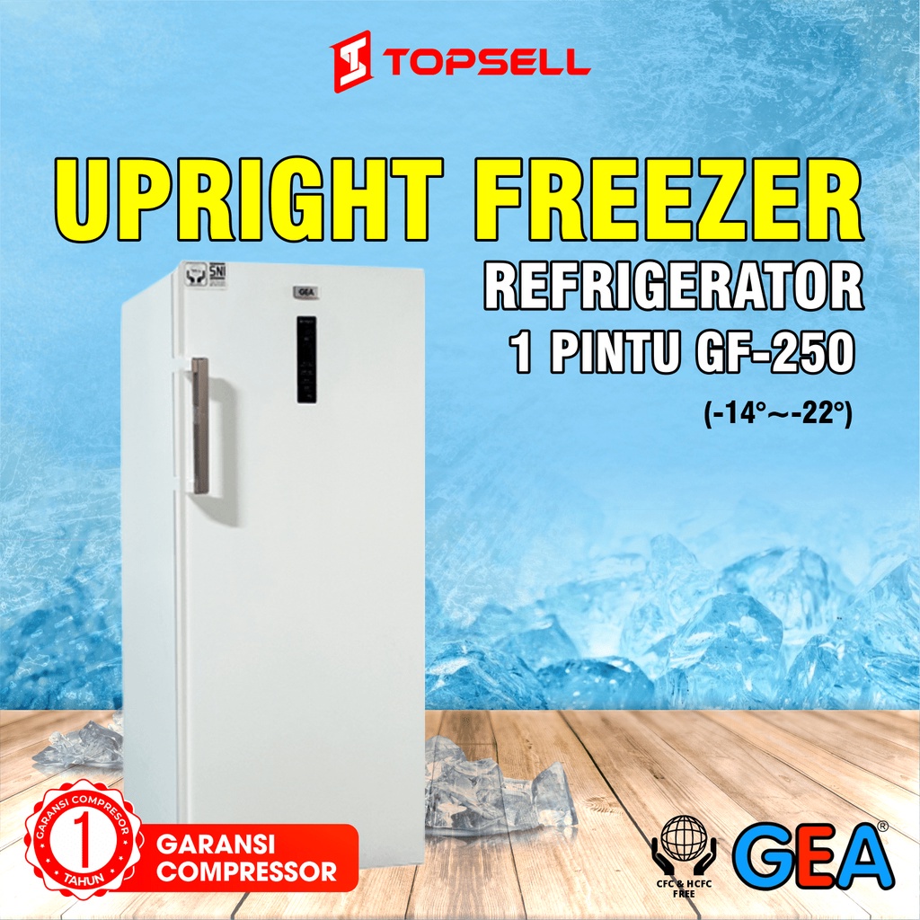 Jual Kulkas Upright Freezer GEA Tanpa Bunga ES 206 Liter Refrigenerator ...