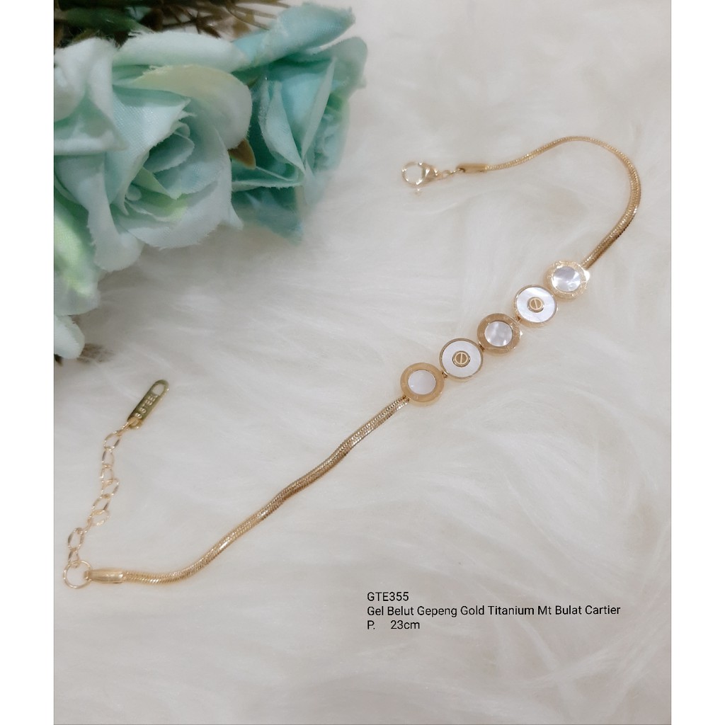 Gelang Belut Gepeng Titanium Mt Bulat Cart GTE355 GTE356 GTP158