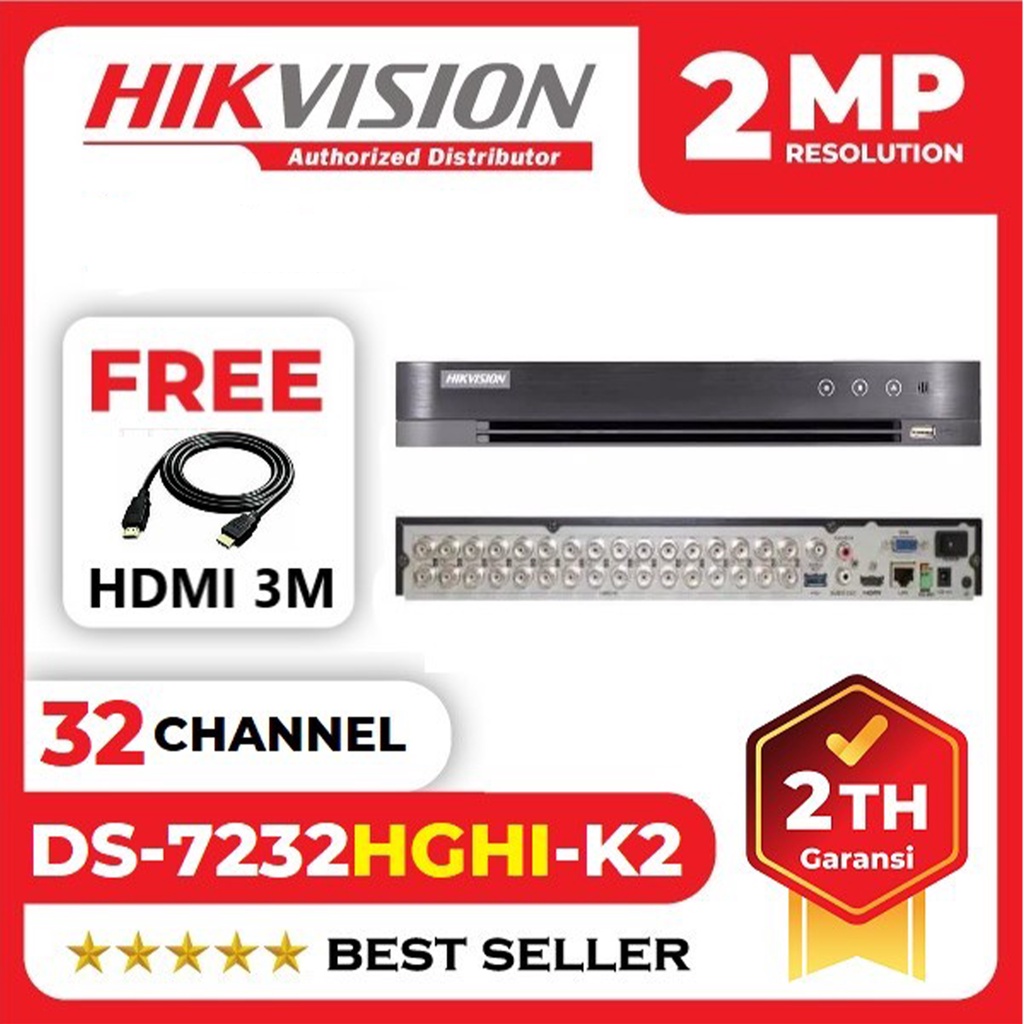 DVR HIKVISION 32CH / 32 Channel DS-7232HGHI-K2 1080p 2MP