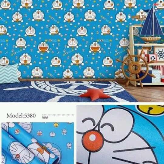 WALLPAPER STIKER DINDING MOTIF DORAEMON KEPALA