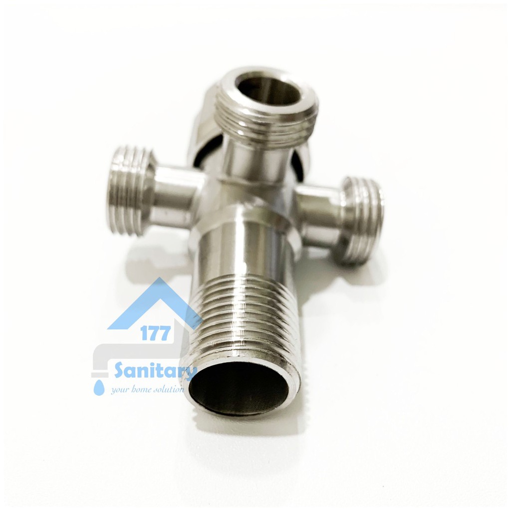 Stop Kran air Cabang 3 Stainless 304 GT- Keran air Shower Tee tiga triple kloset valve sambungan closet closed fleksibel valve angle faucet  /S11B