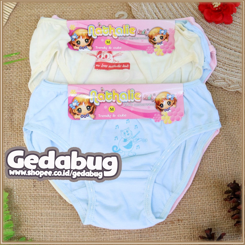 (3pcs) Celana Dalam Anak NATHALIE Kids / Celana Dalam Anak Perempuan Motif Sablon