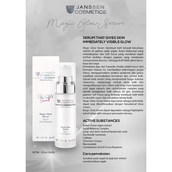 JANSSEN COSMETICS Glow Secrets Series | Serum | Cream | Cleanser