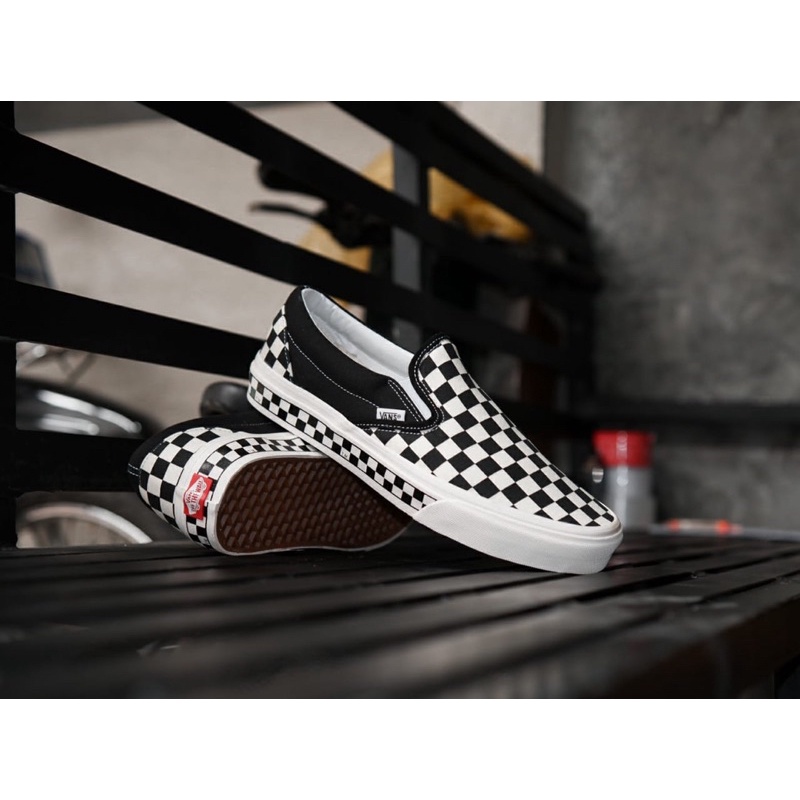 SALE DISKON! V4NS SLIP-ON NEXTOR CHECKERBOARD BLACK/WHITE CLASSIC 100% ORIGINAL BNIB