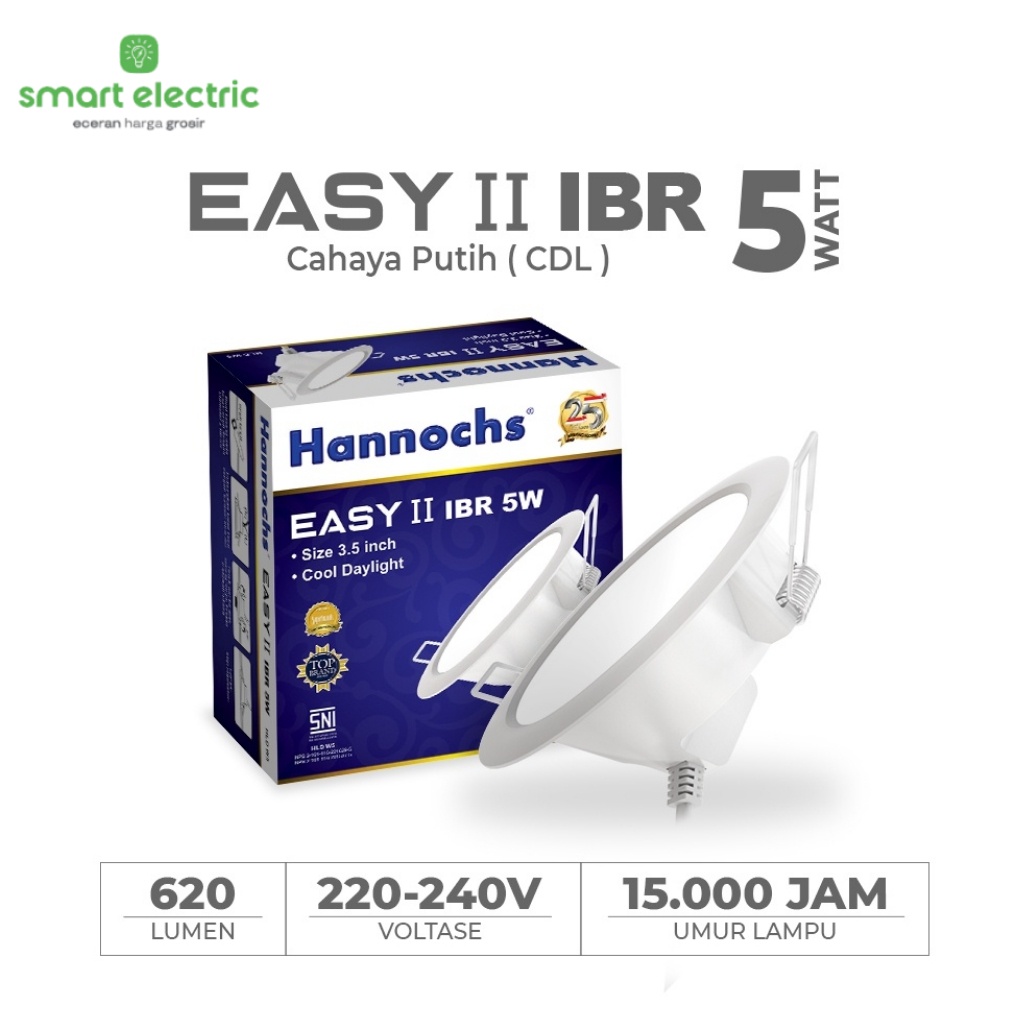 Hannochs Easy 5 Watt Lampu Downlight Bulat LED Ceiling Tanam Plafon
