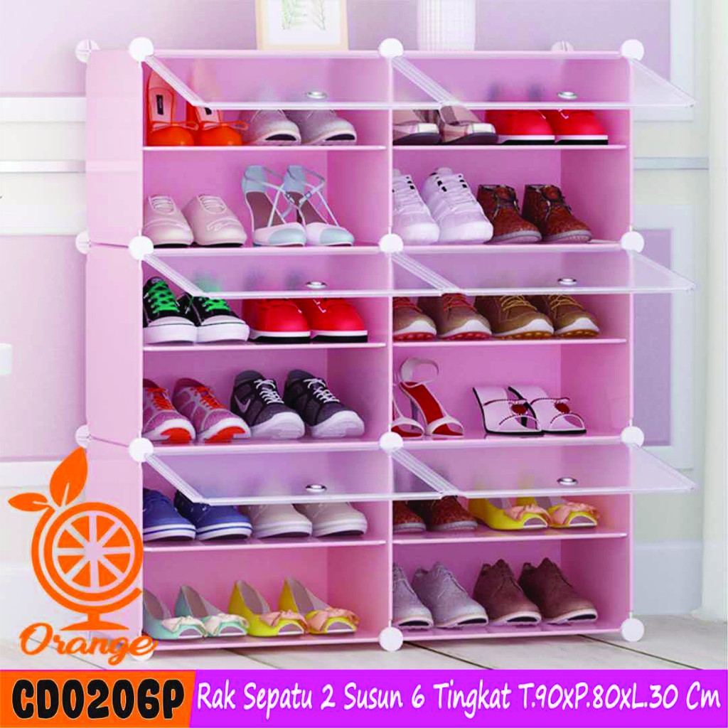 Rak Sepatu Portable Rak 2 Susun 6 Tingkat serbaguna Rak Sepatu 6 Tingkat Rak Susun