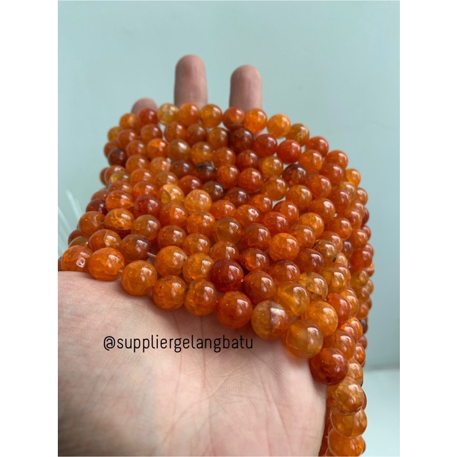 bahan carnelian orange muda serat 10mm oren aksesoris gelang kalung craft kerajinan tangan fashion week citayam