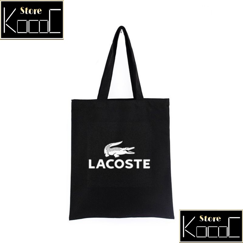 Totebag merk LACOSTE distro brand ternama katun totebag slingbags waistbag/tas ransel slempang hitam